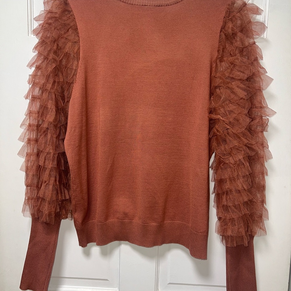 Cato 18/20 Rust Ruffle Sleeve Sweater - Picture 2 of 4